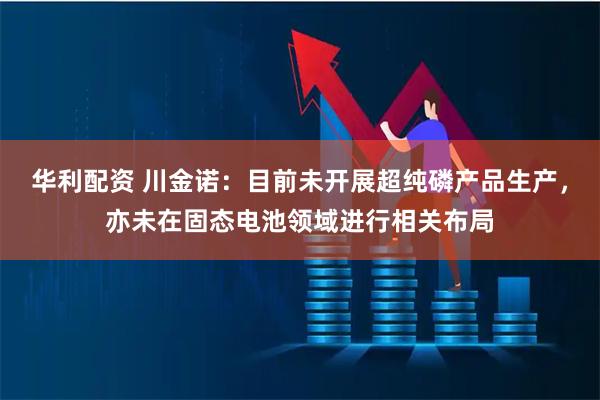 华利配资 川金诺：目前未开展超纯磷产品生产，亦未在固态电池领域进行相关布局